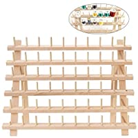 ULTNICE Soporte de hilo Soporte de madera 60 Soporte de carrete Organizador de hilo Soporte de pared plegable de cono